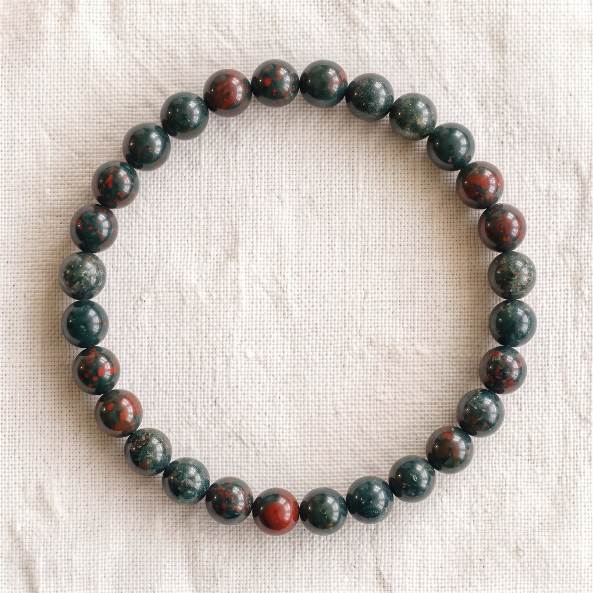 Bracelet en jaspe héliotrope, perles de 6 mm - visuel provisoire