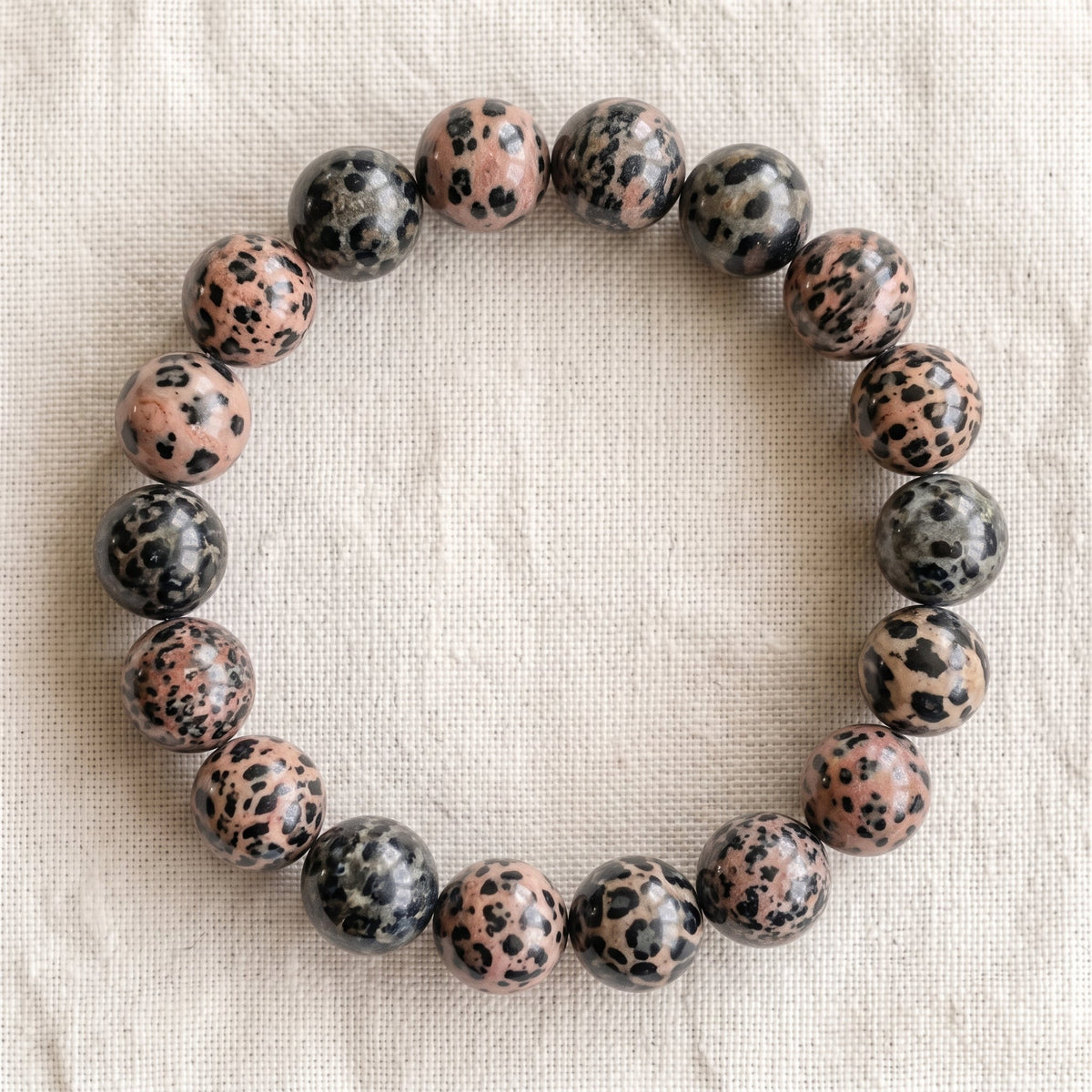 Bracelet en jaspe léopard, perles de 10 mm - visuel provisoire