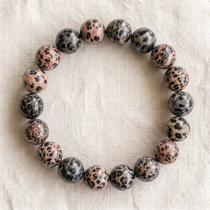 Bracelet en jaspe léopard, perles de 10 mm - visuel provisoire