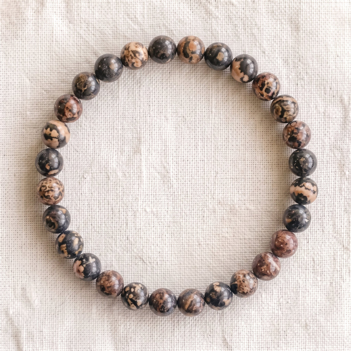 Bracelet en jaspe léopard, perles de 6 mm - visuel provisoire