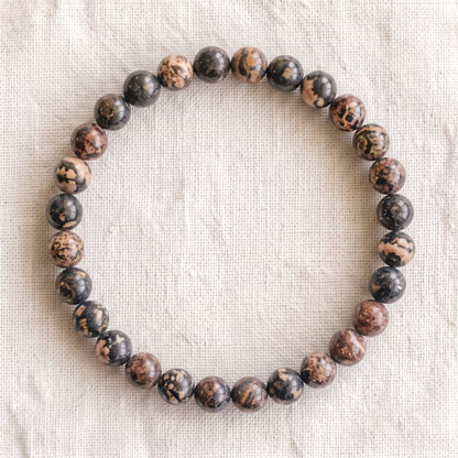 Bracelet en jaspe léopard, perles de 6 mm - visuel provisoire