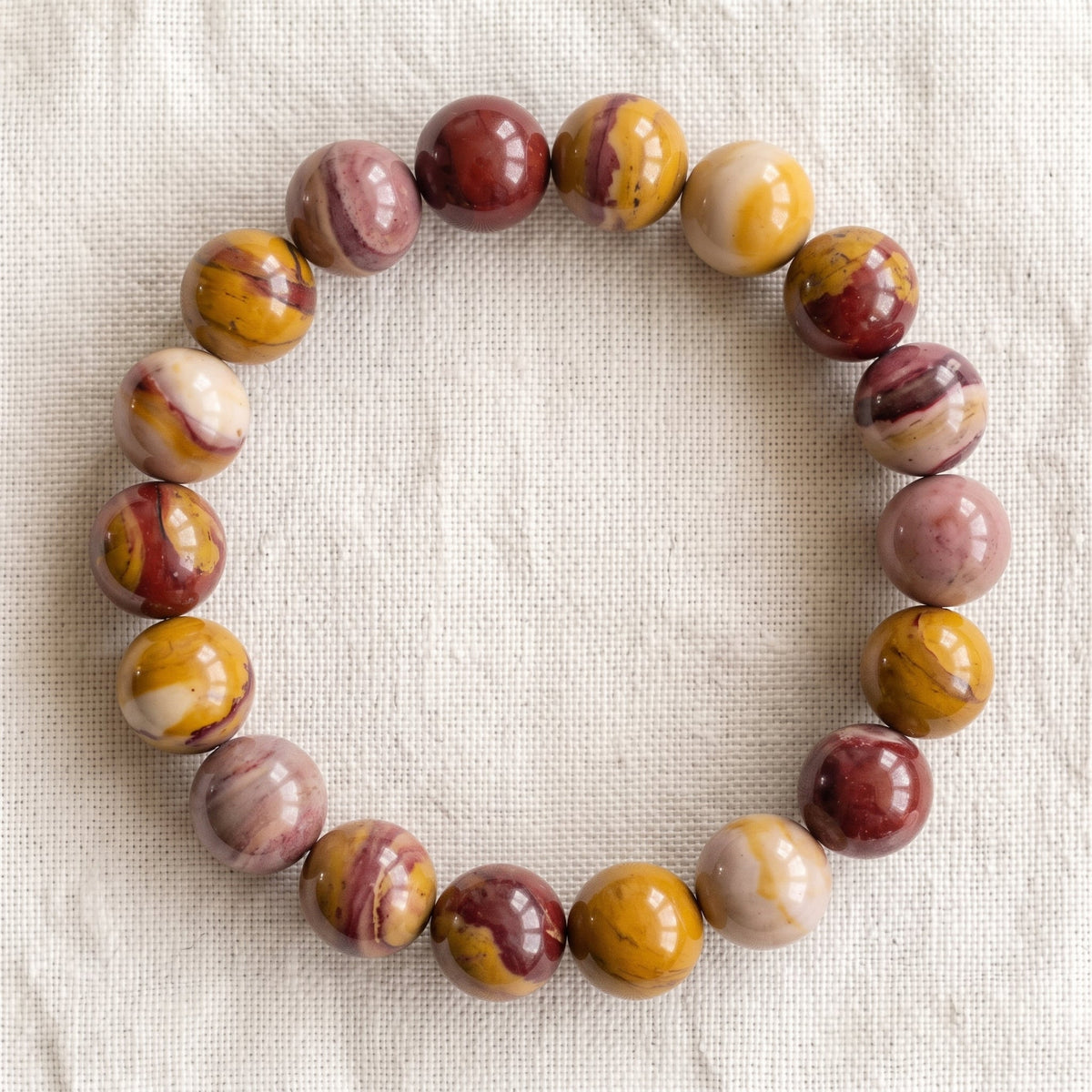 Bracelet en jaspe mokaïte, perles de 10 mm - visuel provisoire