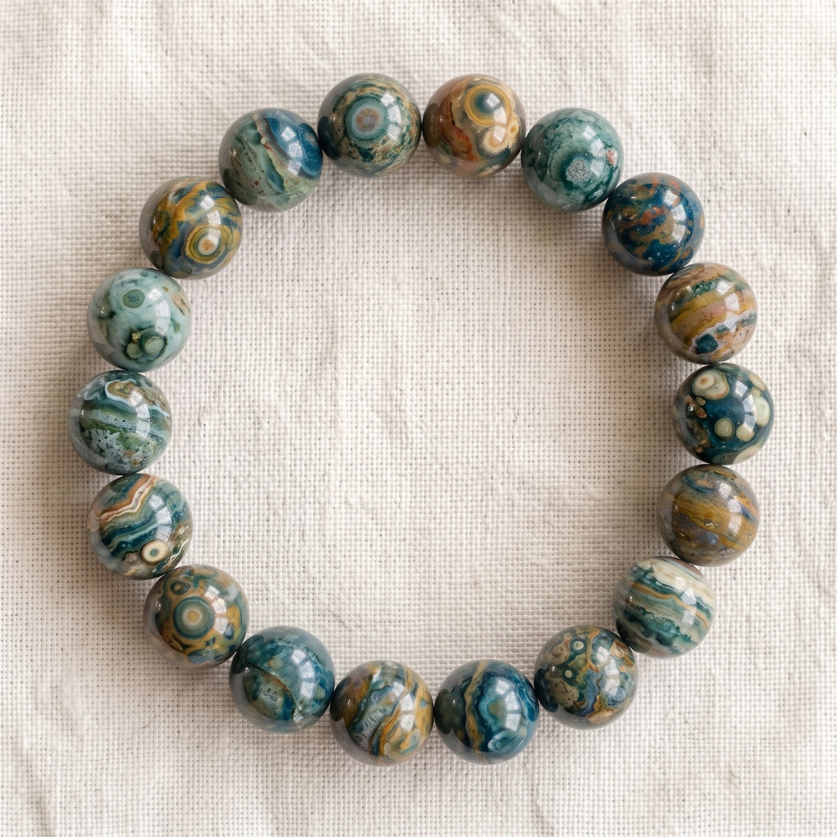 Bracelet en jaspe océan, perles de 10 mm - visuel provisoire