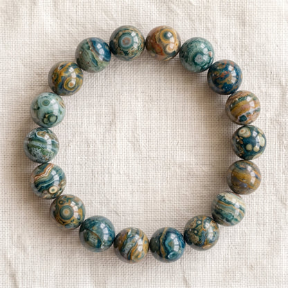 Bracelet en jaspe océan, perles de 10 mm - visuel provisoire