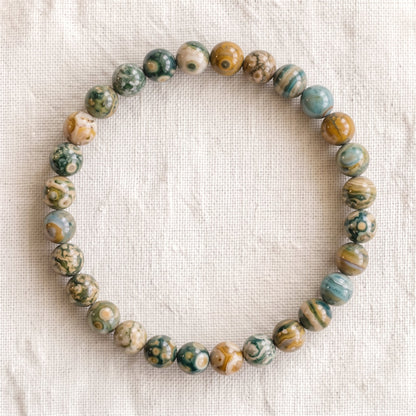 Bracelet en jaspe océan, perles de 6 mm - visuel provisoire