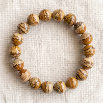 Bracelet en jaspe paysage, perles de 10 mm - visuel provisoire