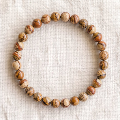 Bracelet en jaspe paysage, perles de 6 mm - visuel provisoire