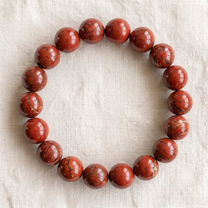Bracelet en jaspe rouge, perles de 10 mm - visuel provisoire