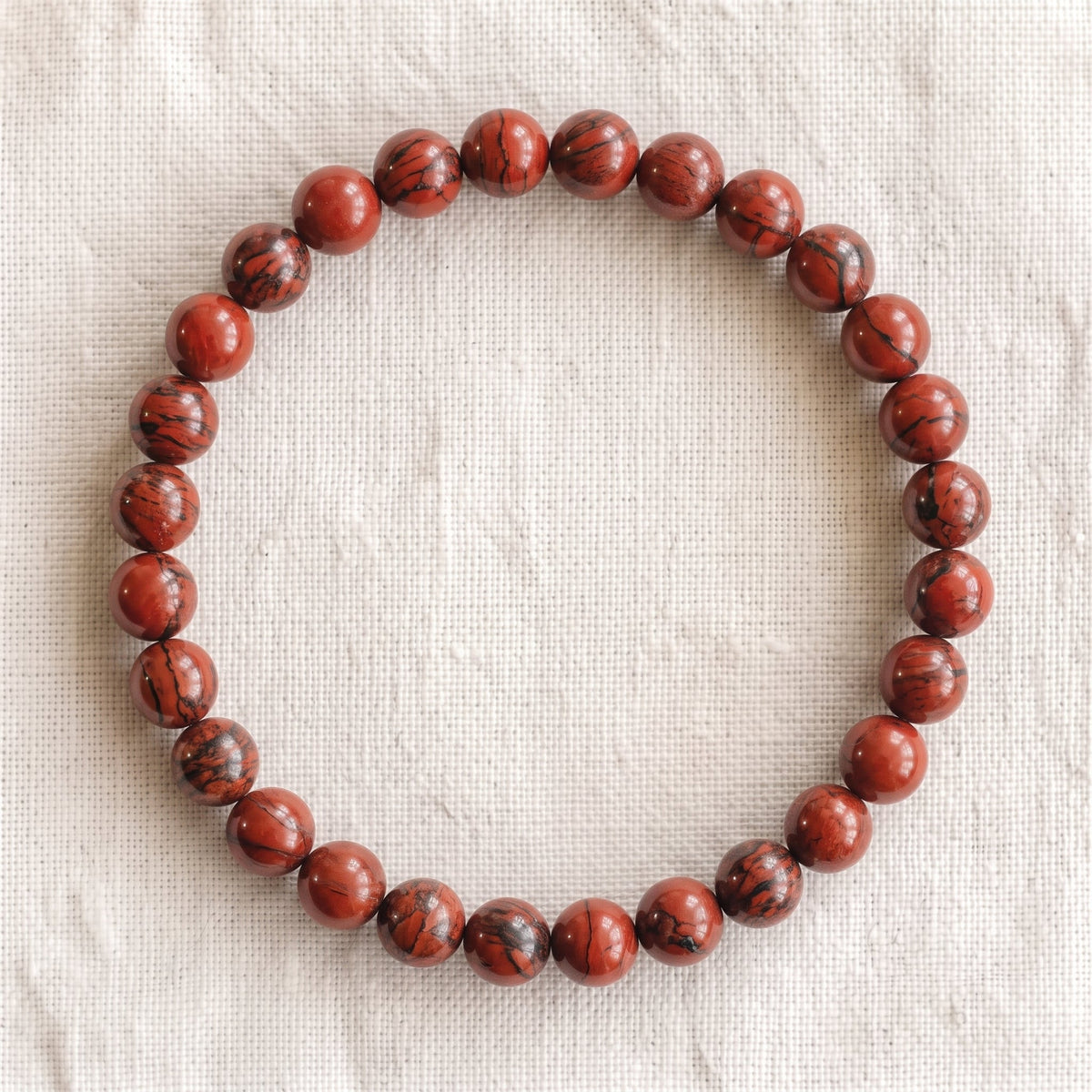 Bracelet en jaspe rouge, perles de 6 mm - visuel provisoire