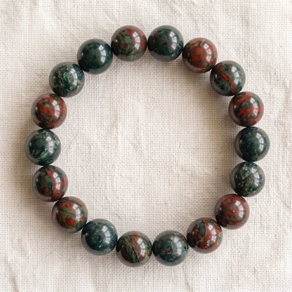 Bracelet en jaspe sang de dragon, perles de 10 mm - visuel provisoire
