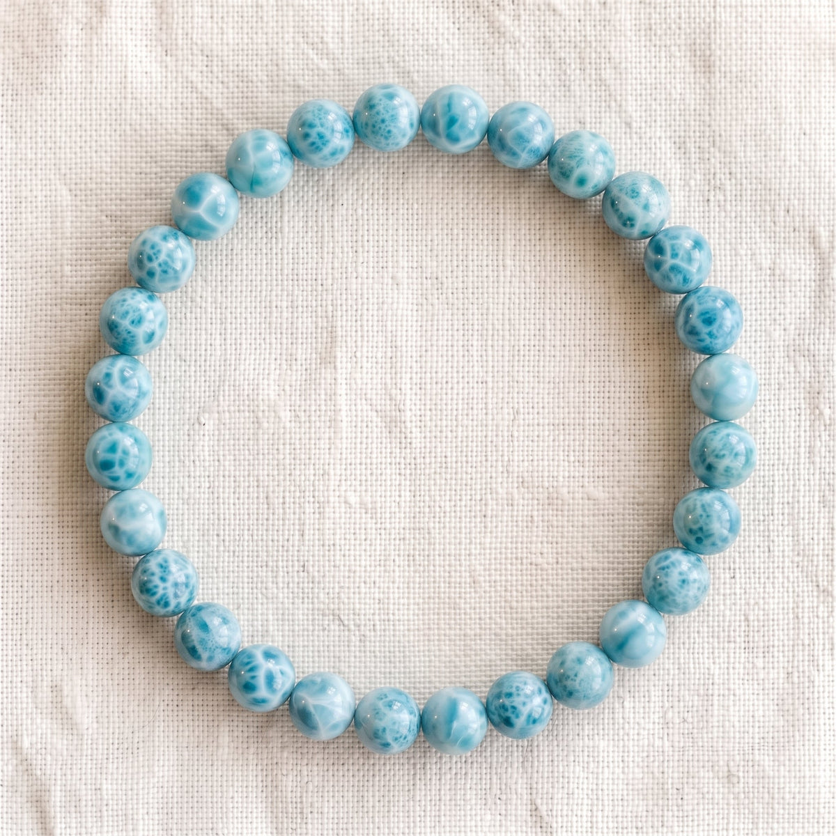 Bracelet en larimar, perles de 6 mm - visuel provisoire