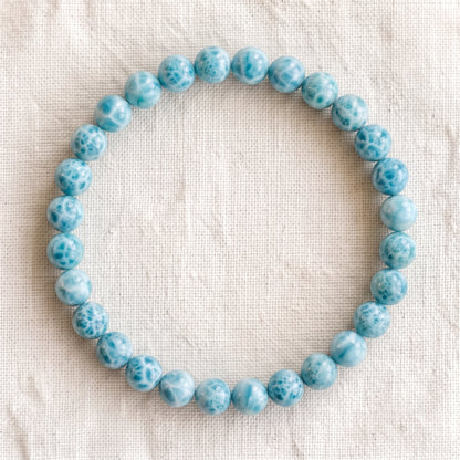 Bracelet en larimar, perles de 6 mm - visuel provisoire