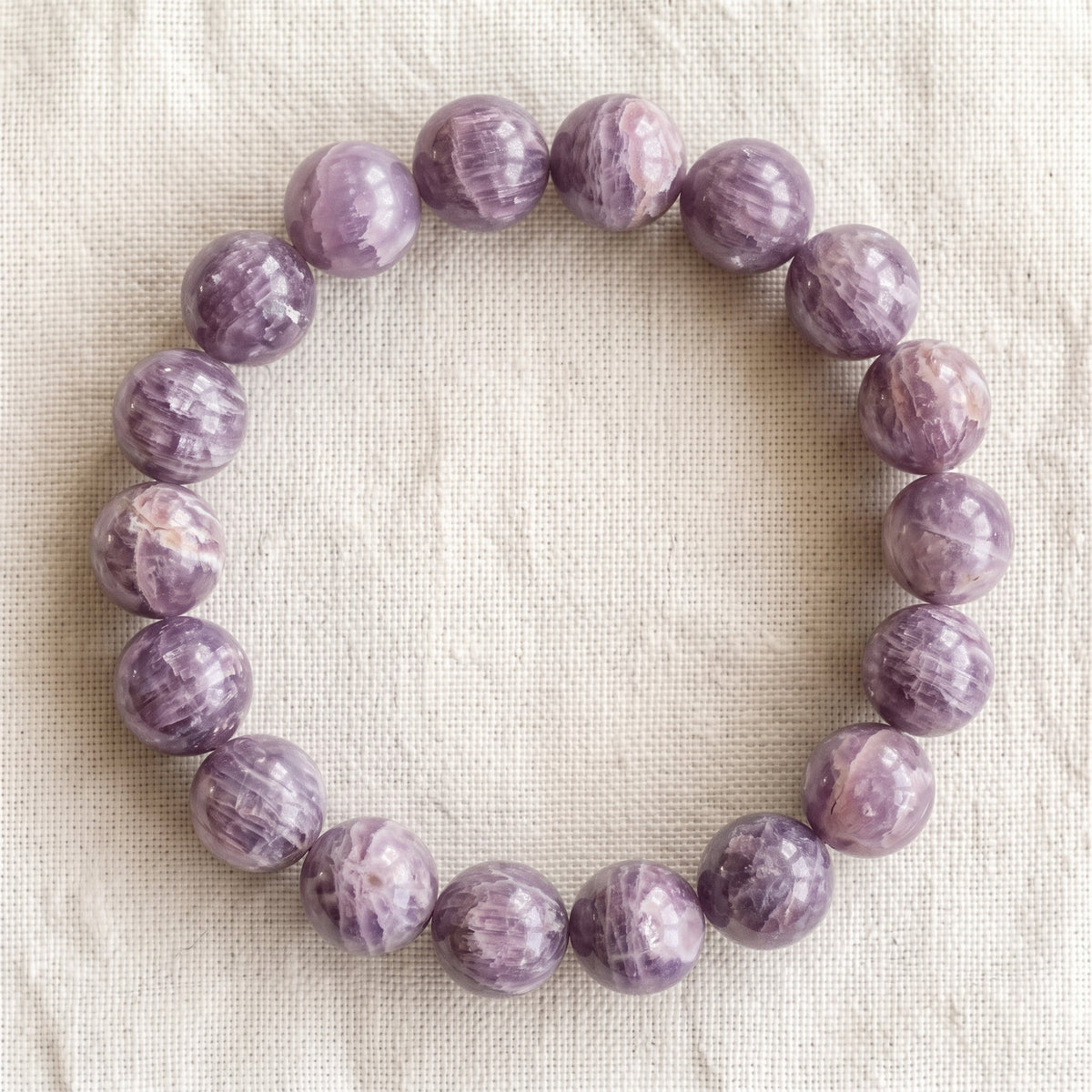 Bracelet en lépidolite, perles de 10 mm - visuel provisoire