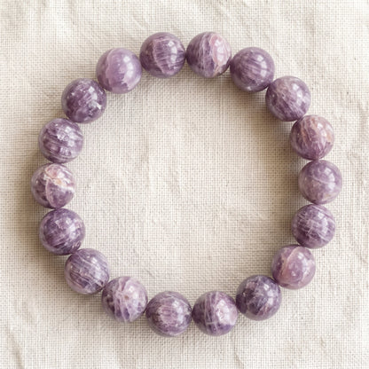 Bracelet en lépidolite, perles de 10 mm - visuel provisoire