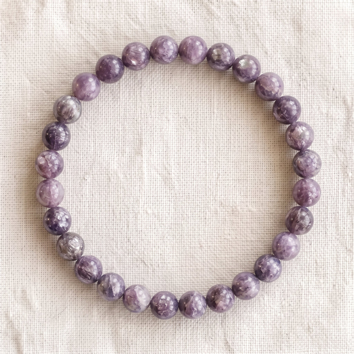 Bracelet en lépidolite, perles de 6 mm - visuel provisoire