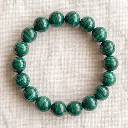 Bracelet en malachite, perles de 10 mm - visuel provisoire