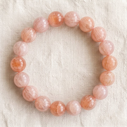 Bracelet en morganite, perles de 10 mm - visuel provisoire