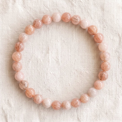 Bracelet en morganite, perles de 6 mm - visuel provisoire