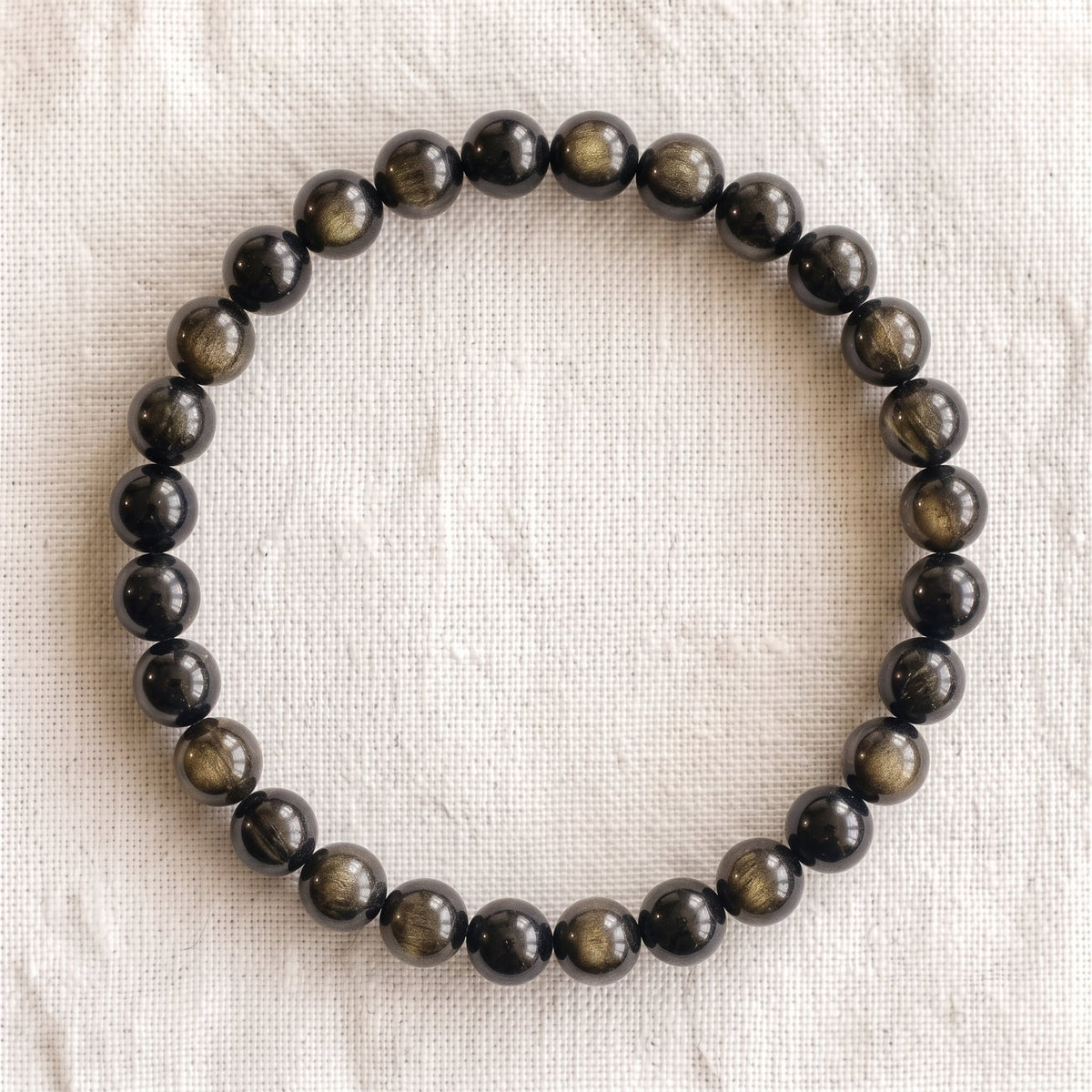 Bracelet en obsidienne dorée, perles de 6 mm - visuel provisoire