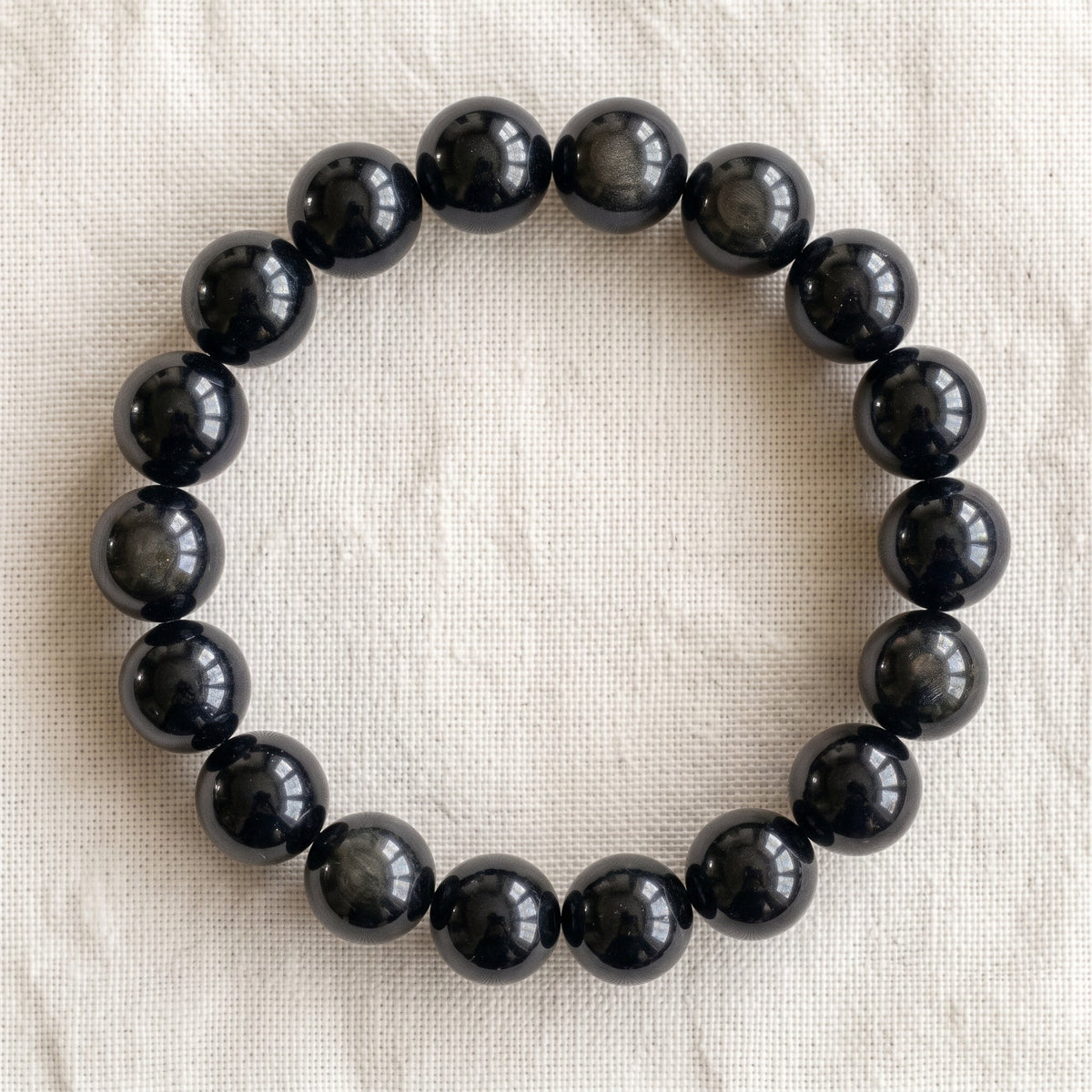 Bracelet en obsidienne noire, perles de 10 mm - visuel provisoire