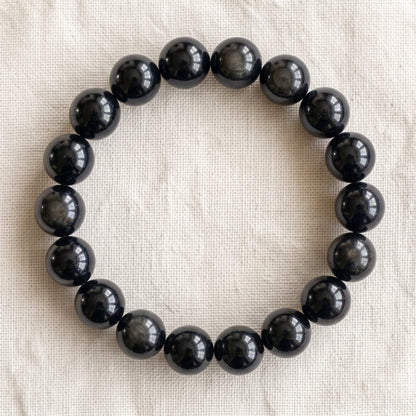 Bracelet en obsidienne noire, perles de 10 mm - visuel provisoire