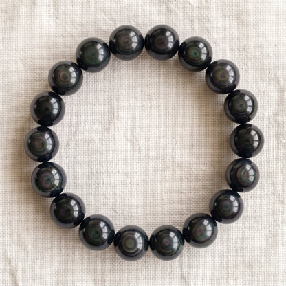 Bracelet en obsidienne œil céleste, perles de 10 mm - visuel provisoire