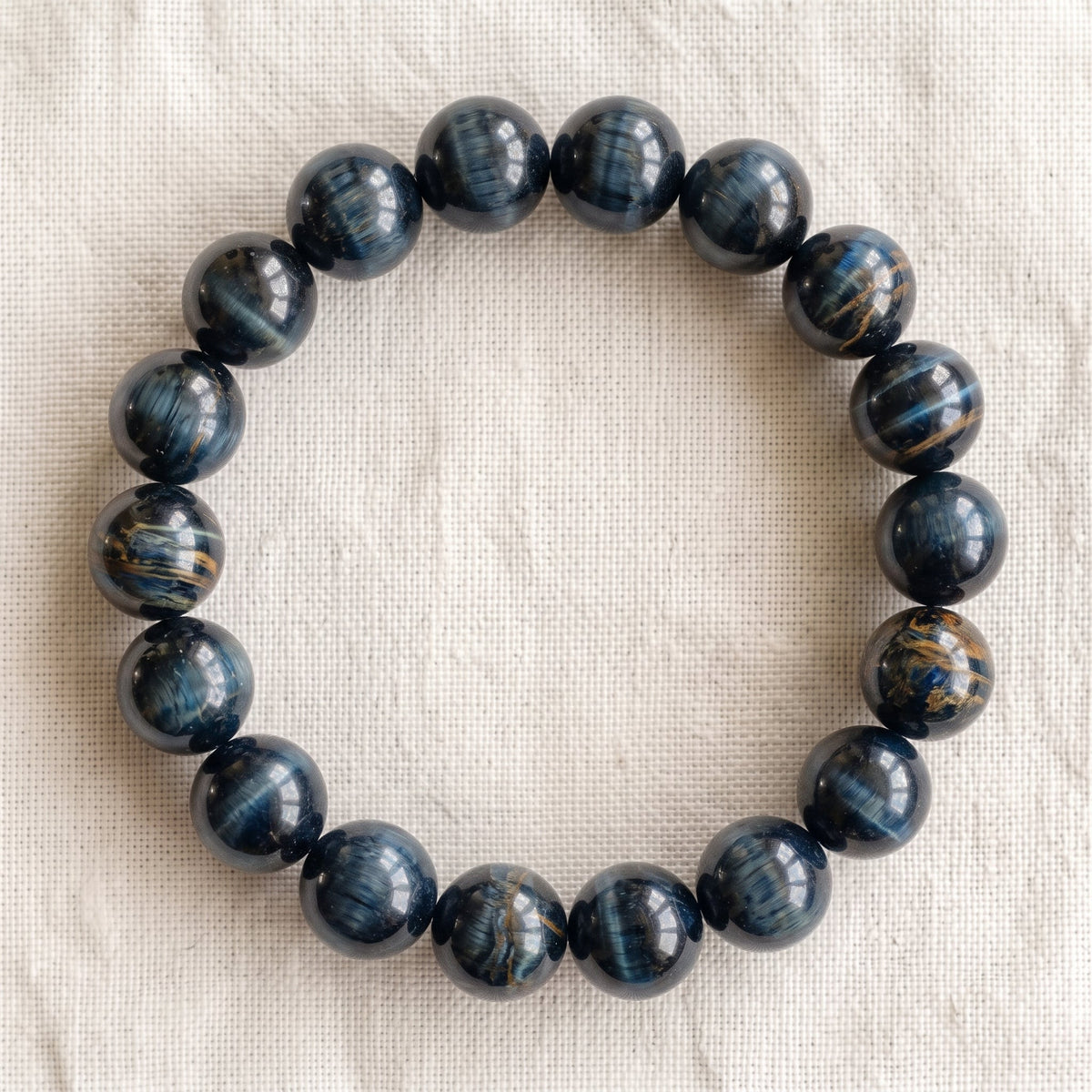 Bracelet en œil de faucon, perles de 10 mm - visuel provisoire