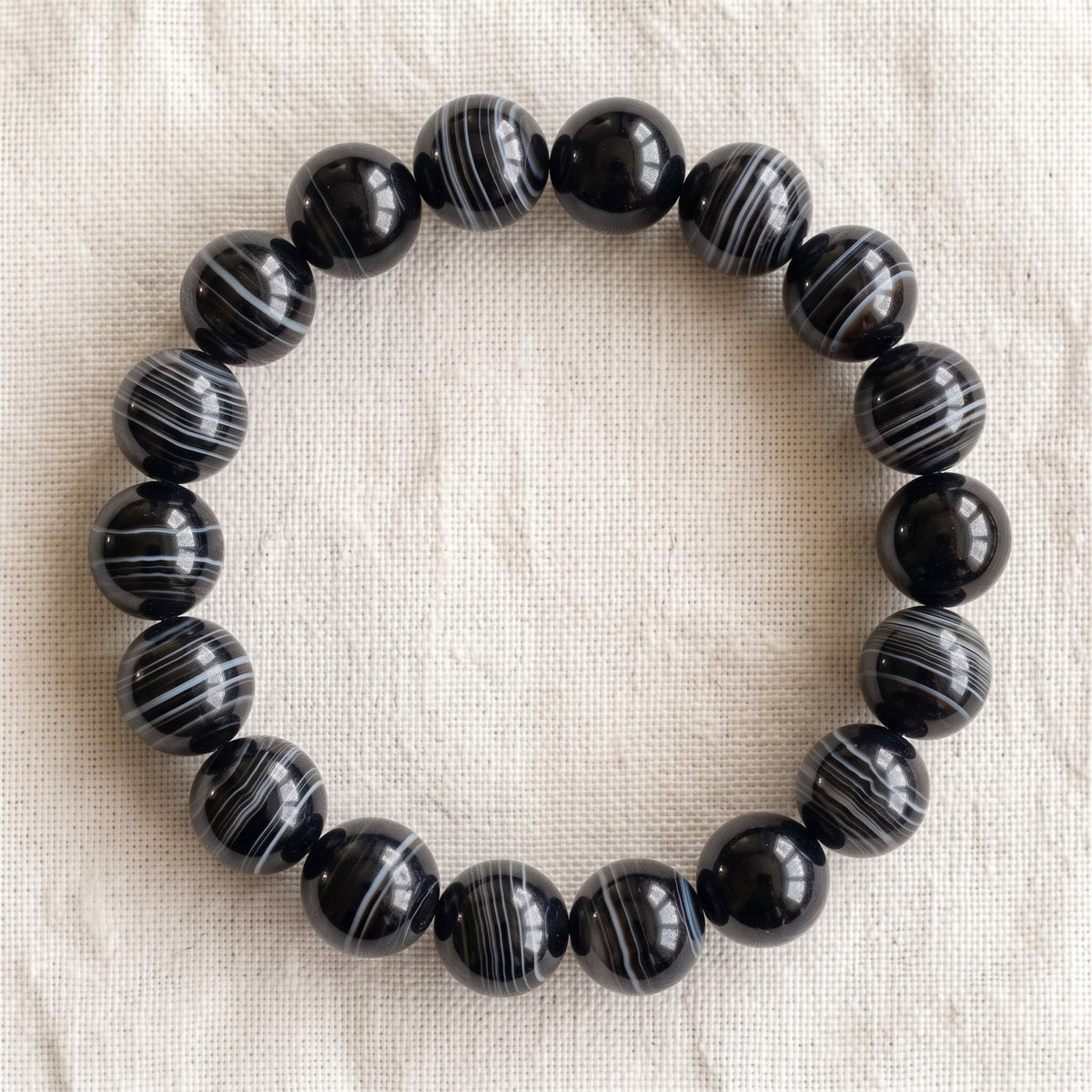 Bracelet en onyx, perles de 10 mm - visuel provisoire