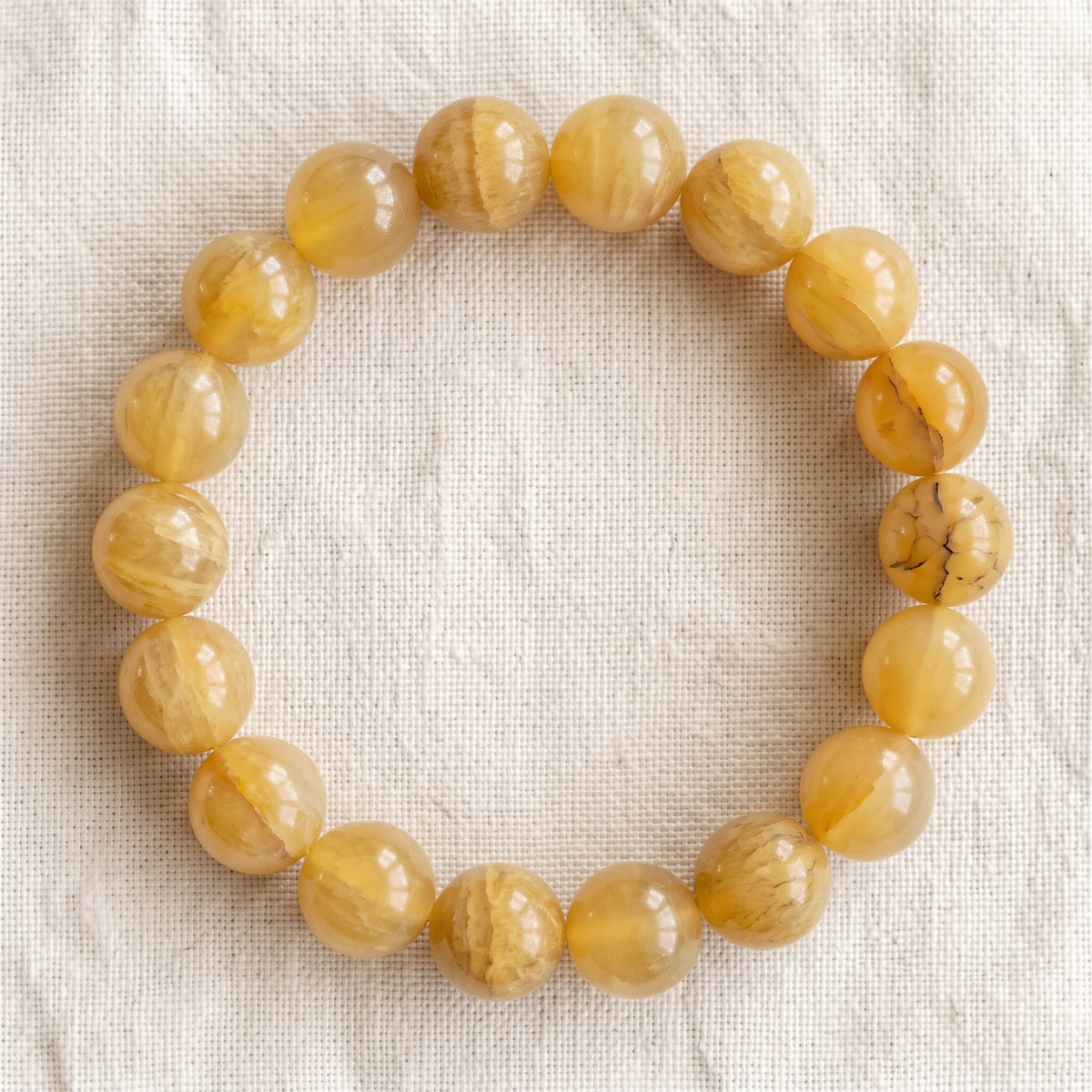 Bracelet en opale jaune, perles de 10 mm - visuel provisoire