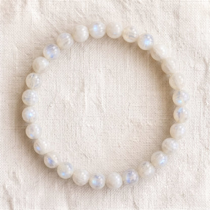 Bracelet en pierre de lune blanche, perles de 6 mm - visuel provisoire