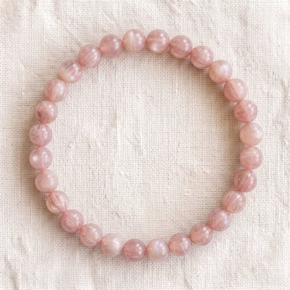 Bracelet en pierre de lune rose, perles de 6 mm - visuel provisoire