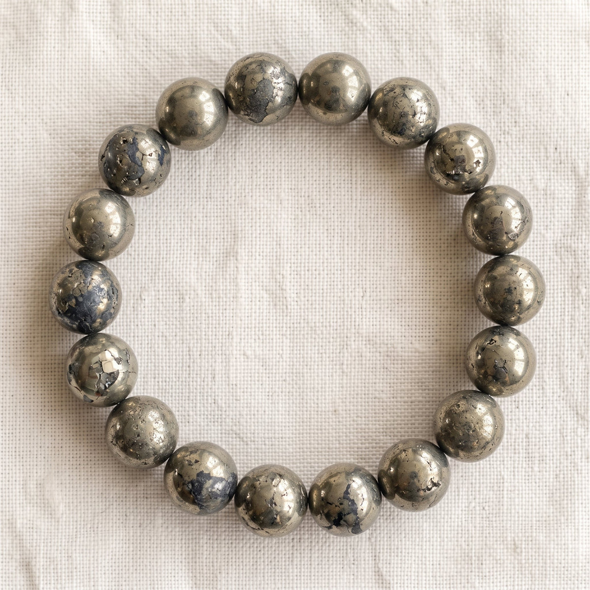 Bracelet en pyrite, perles de 10 mm - visuel provisoire