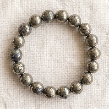 Bracelet en pyrite, perles de 10 mm - visuel provisoire