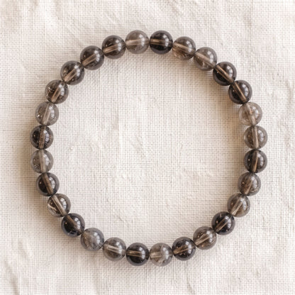 Bracelet en quartz fumé, perles de 6 mm - visuel provisoire