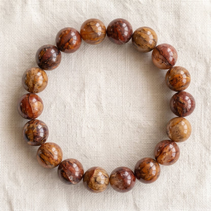 Bracelet en quartz hématoïde, perles de 10 mm - visuel provisoire