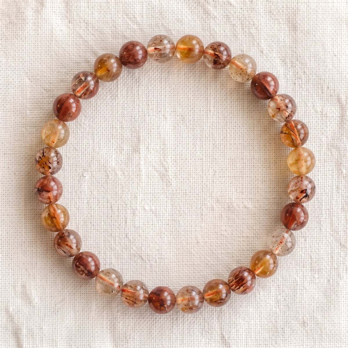 Bracelet en quartz hématoïde, perles de 6 mm - visuel provisoire
