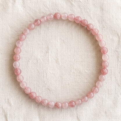 Bracelet en quartz rose, perles de 4 mm - visuel provisoire