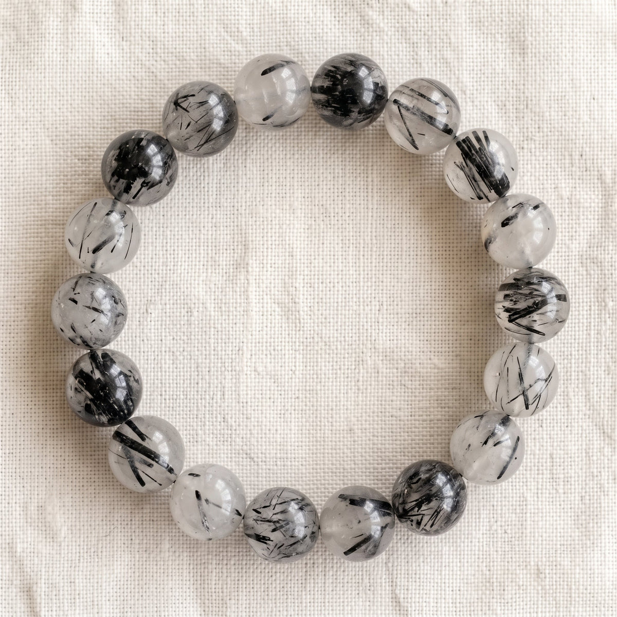 Bracelet en quartz tourmaline, perles de 10 mm - visuel provisoire