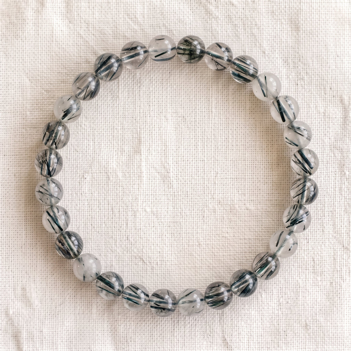 Bracelet en quartz tourmaline, perles de 6 mm - visuel provisoire