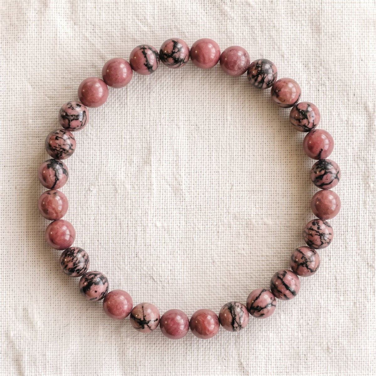 Bracelet en rhodonite, perles de 6 mm - visuel provisoire