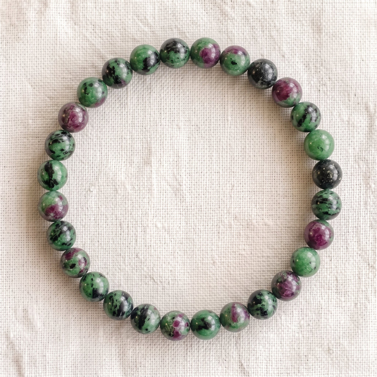 Bracelet en rubis zoïsite, perles de 6 mm - visuel provisoire