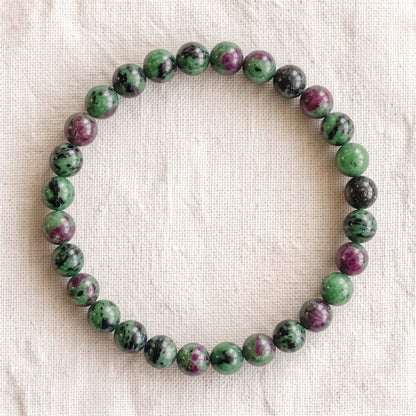 Bracelet en rubis zoïsite, perles de 6 mm - visuel provisoire