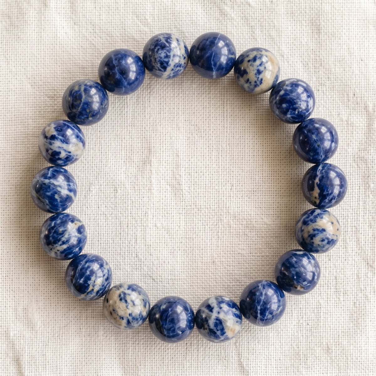 Bracelet en sodalite, perles de 10 mm - visuel provisoire