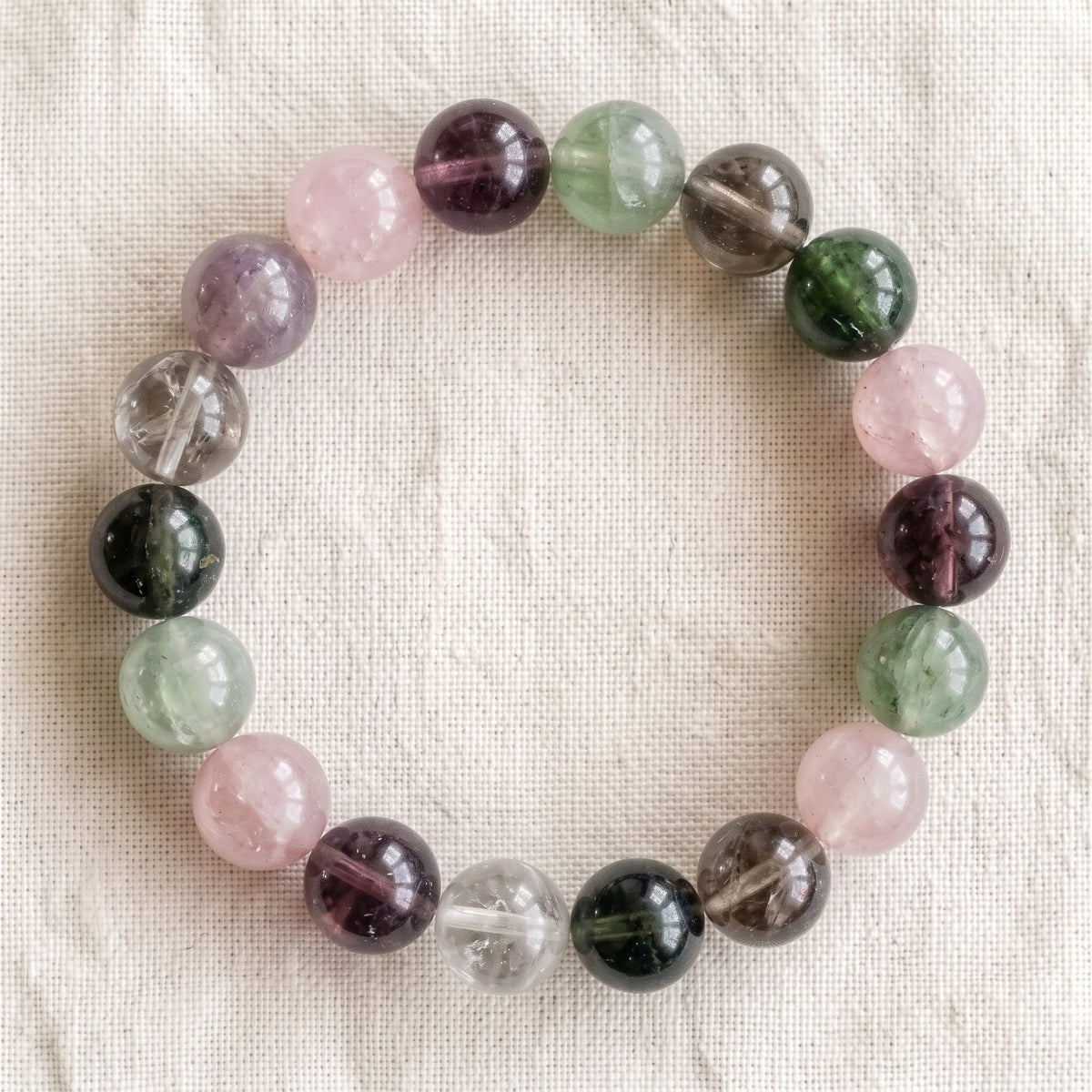 Bracelet en tourmaline multicolore, perles de 10 mm - visuel provisoire