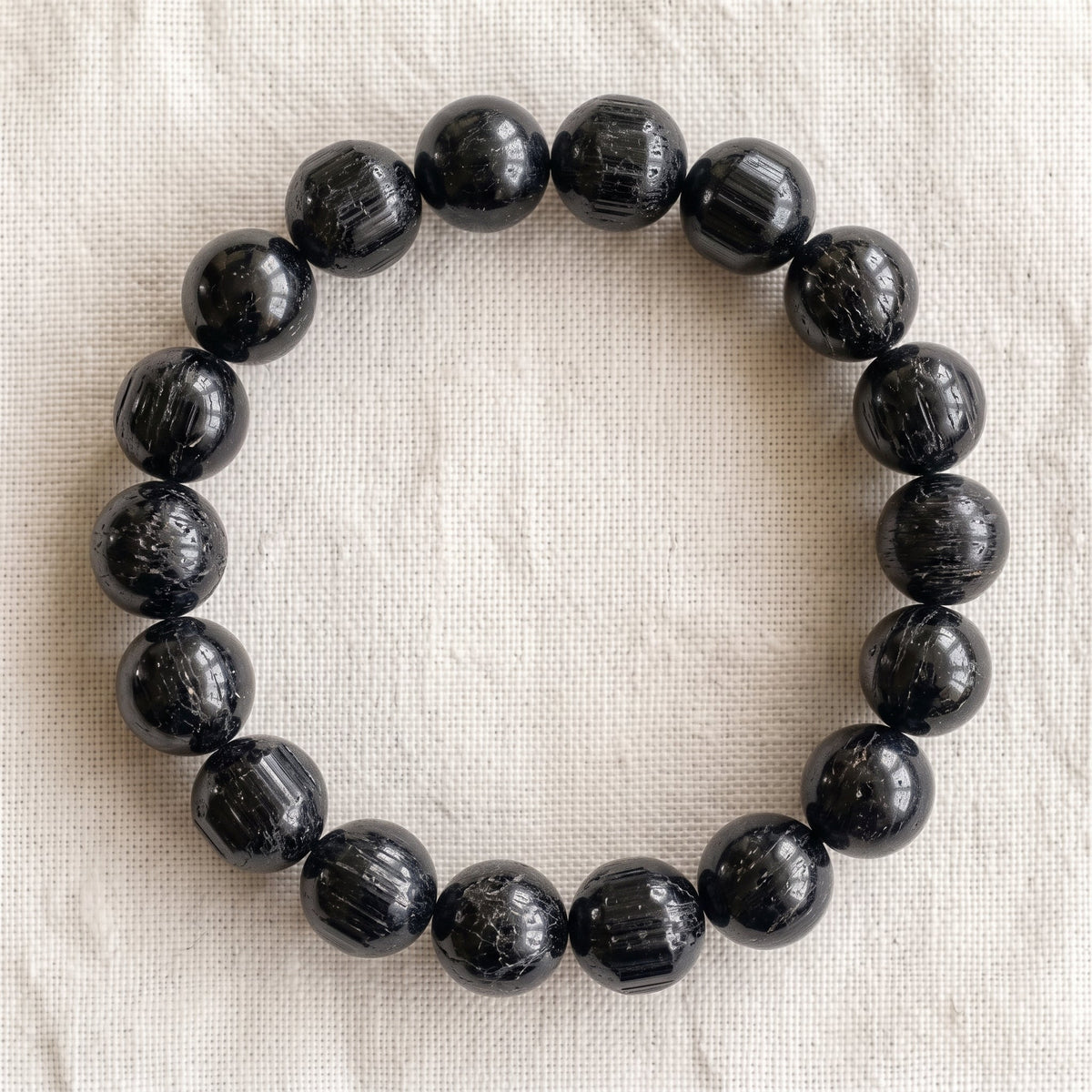 Bracelet en tourmaline noire, perles de 10 mm - visuel provisoire