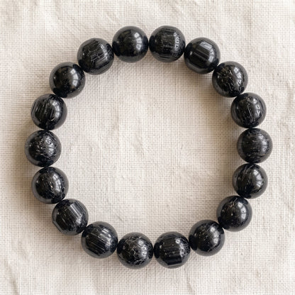 Bracelet en tourmaline noire, perles de 10 mm - visuel provisoire