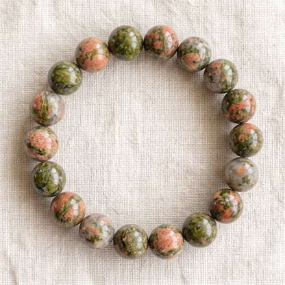 Bracelet en unakite, perles de 10 mm - visuel provisoire