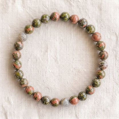 Bracelet en unakite, perles de 6 mm - visuel provisoire